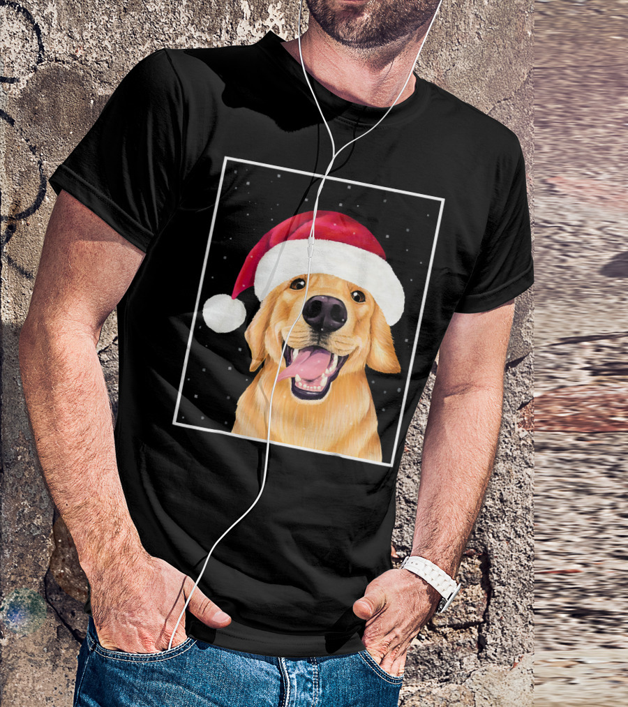 Golden Retriever Santa Hat Holiday Dog T-Shirt