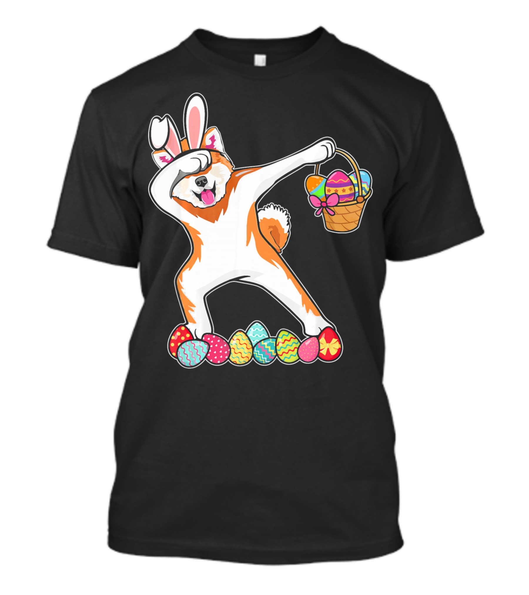 Akita Dab Easter Bunny Costume With Basket Of Eggs T-Shirt