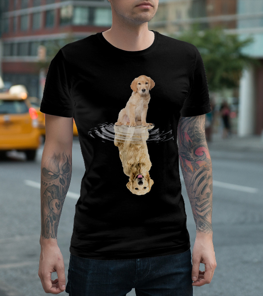 Golden Retriever Reflection Puppy and Adult Mirror Image T-Shirt