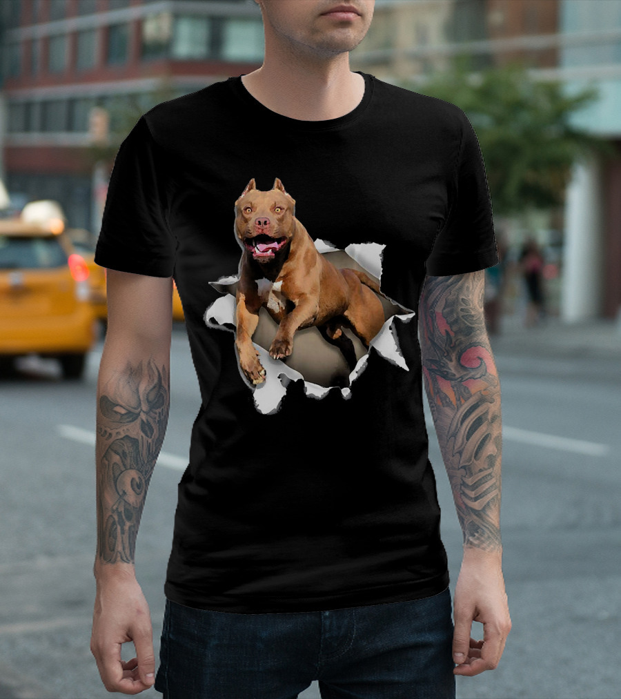 American Pit Bull Terrier Torn Hole T-Shirt