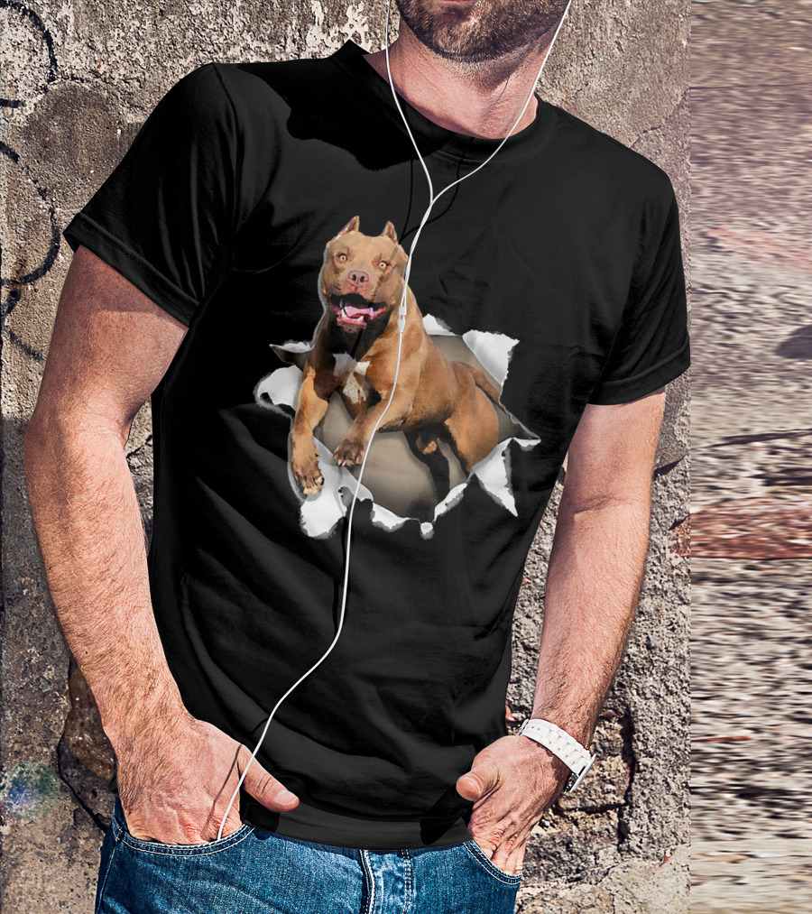 American Pit Bull Terrier Torn Hole T-Shirt