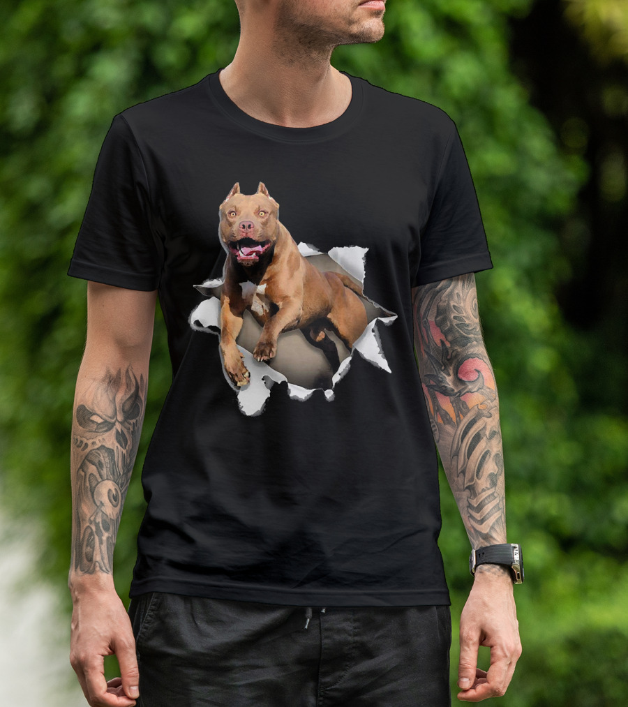 American Pit Bull Terrier Torn Hole T-Shirt