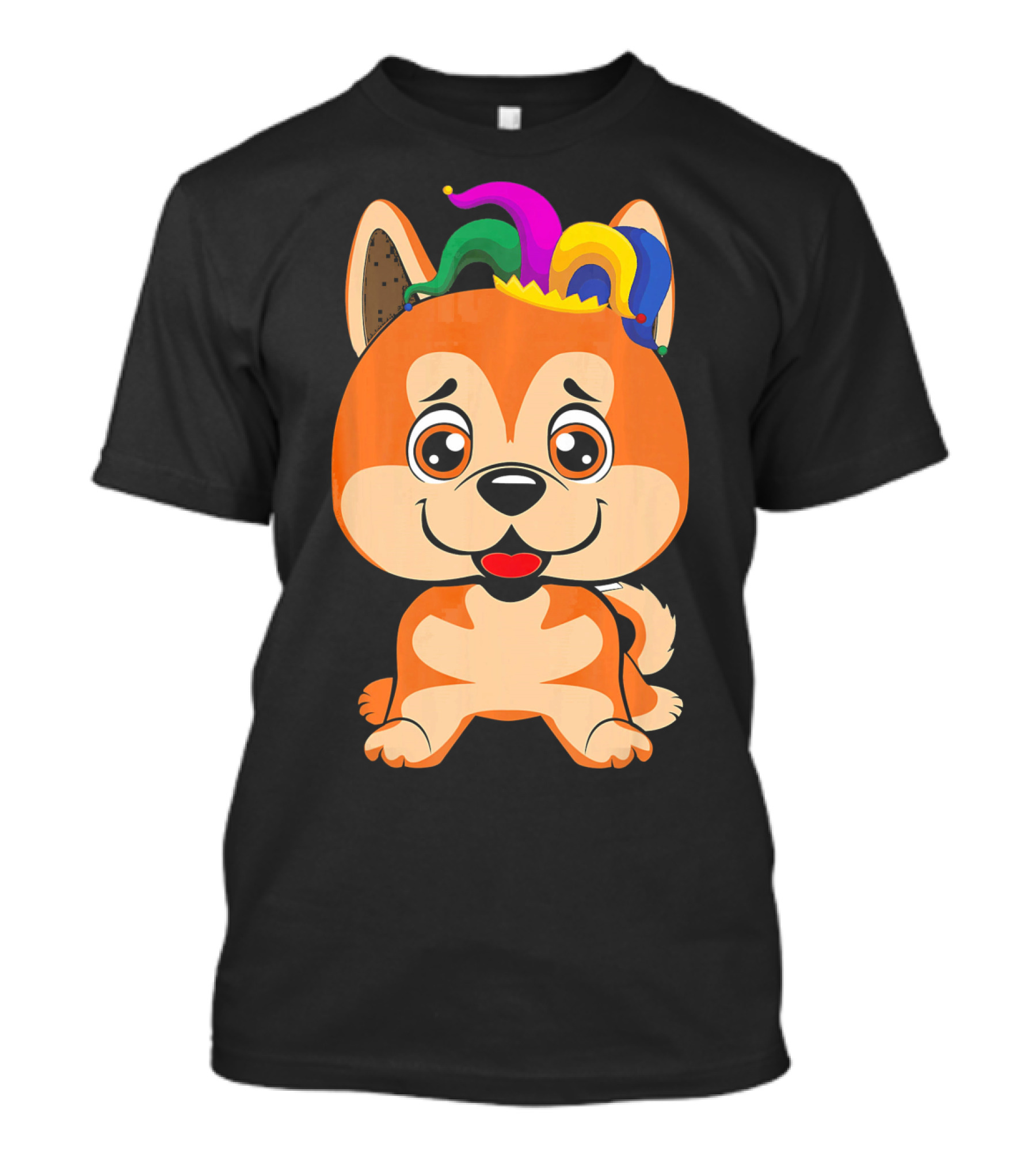 Akita Inu Jester Hat Mardi Gras T-Shirt
