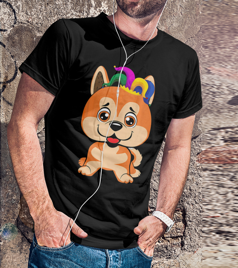 Akita Inu Jester Hat Mardi Gras T-Shirt
