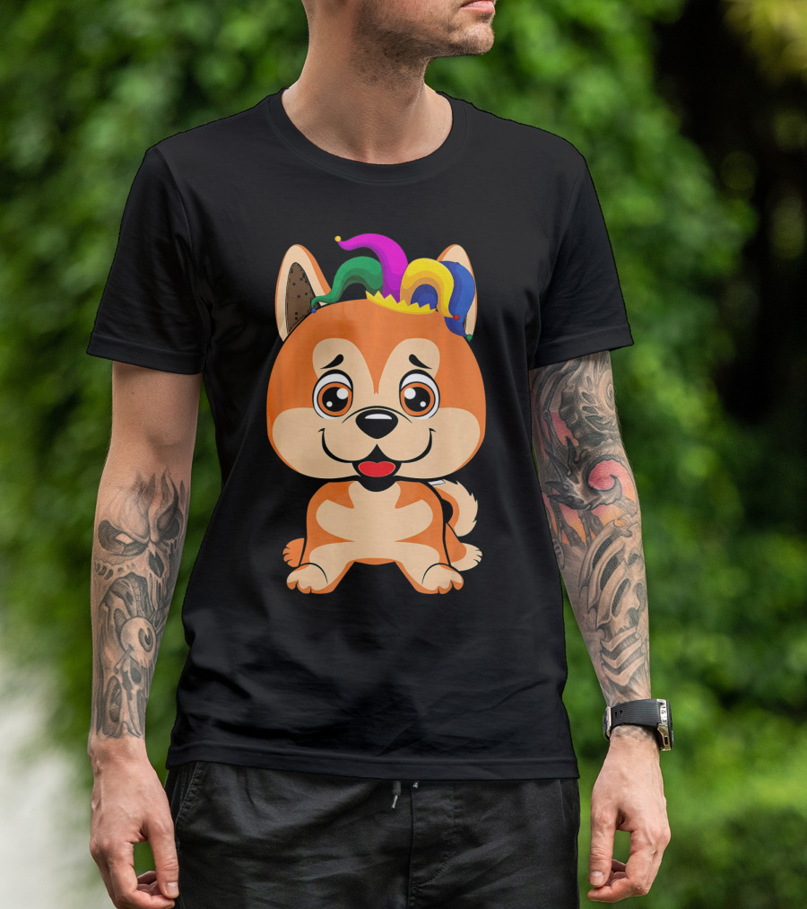 Akita Inu Jester Hat Mardi Gras T-Shirt