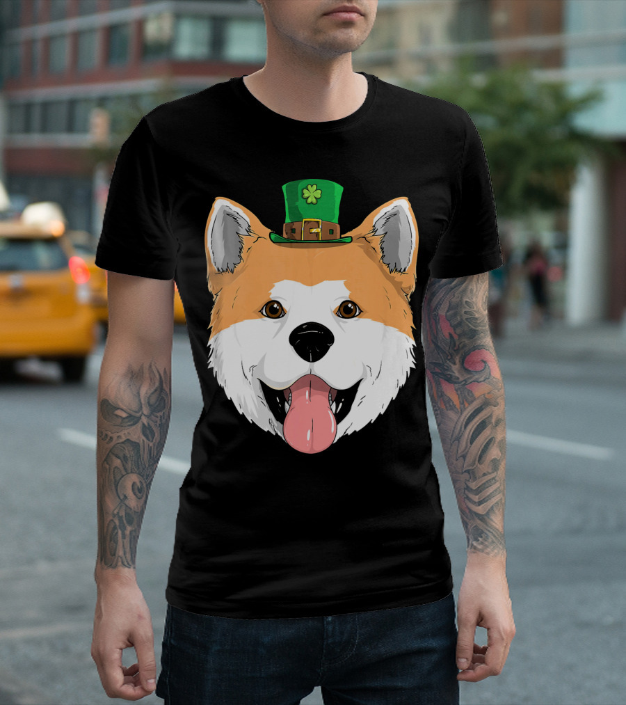 Akita Dog St Patricks Day Leprechaun Hat Pup Shamrock T-Shirt