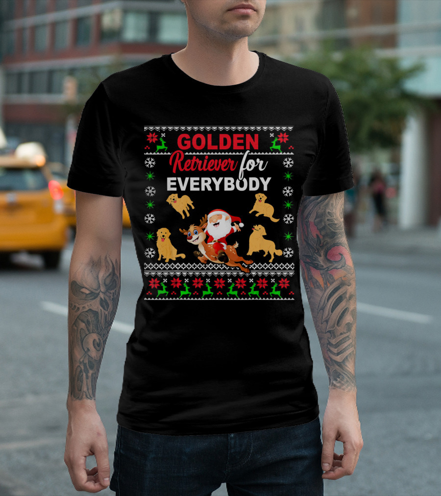 Golden Retriever for Everybody Santa Reindeer Christmas T-Shirt