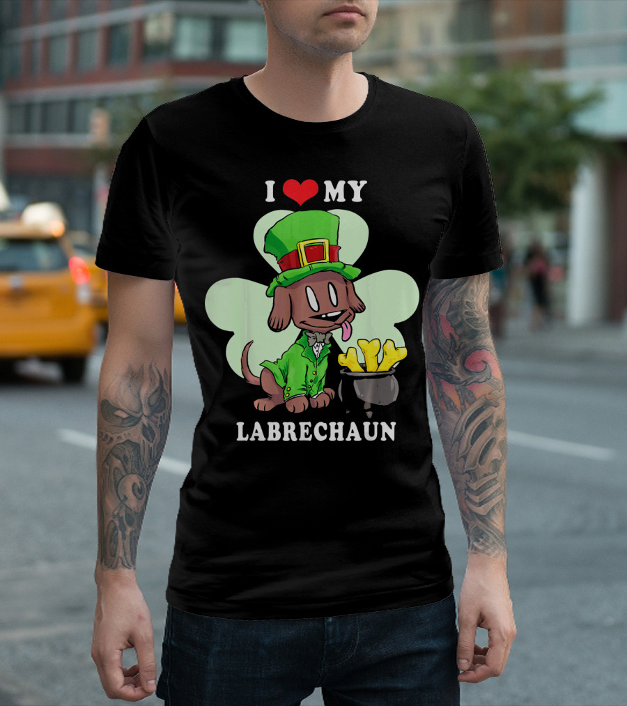 I Love My Labrechaun Chocolate Labrador Leprechaun T-Shirt
