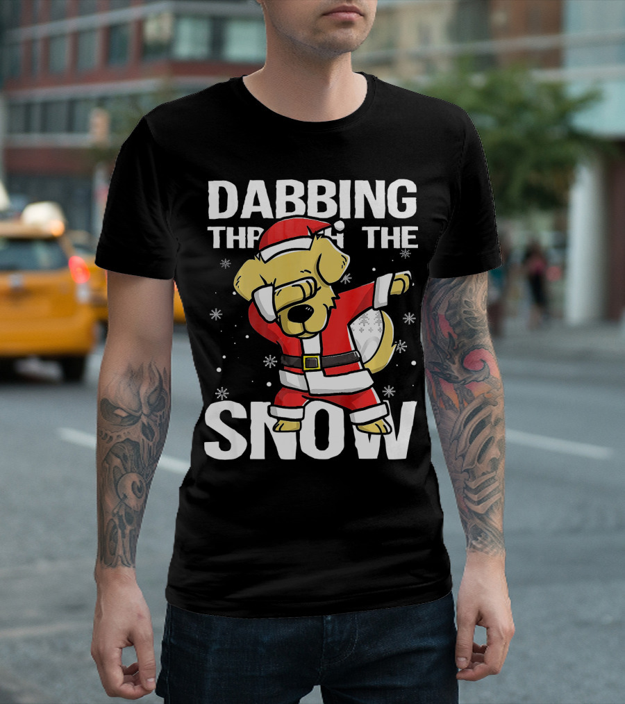 Dabbing Through the Snow Golden Retriever Santa T-Shirt