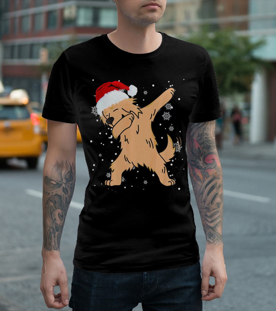 Golden Retriever Dabbing Santa Hat Christmas Snowflakes T-Shirt
