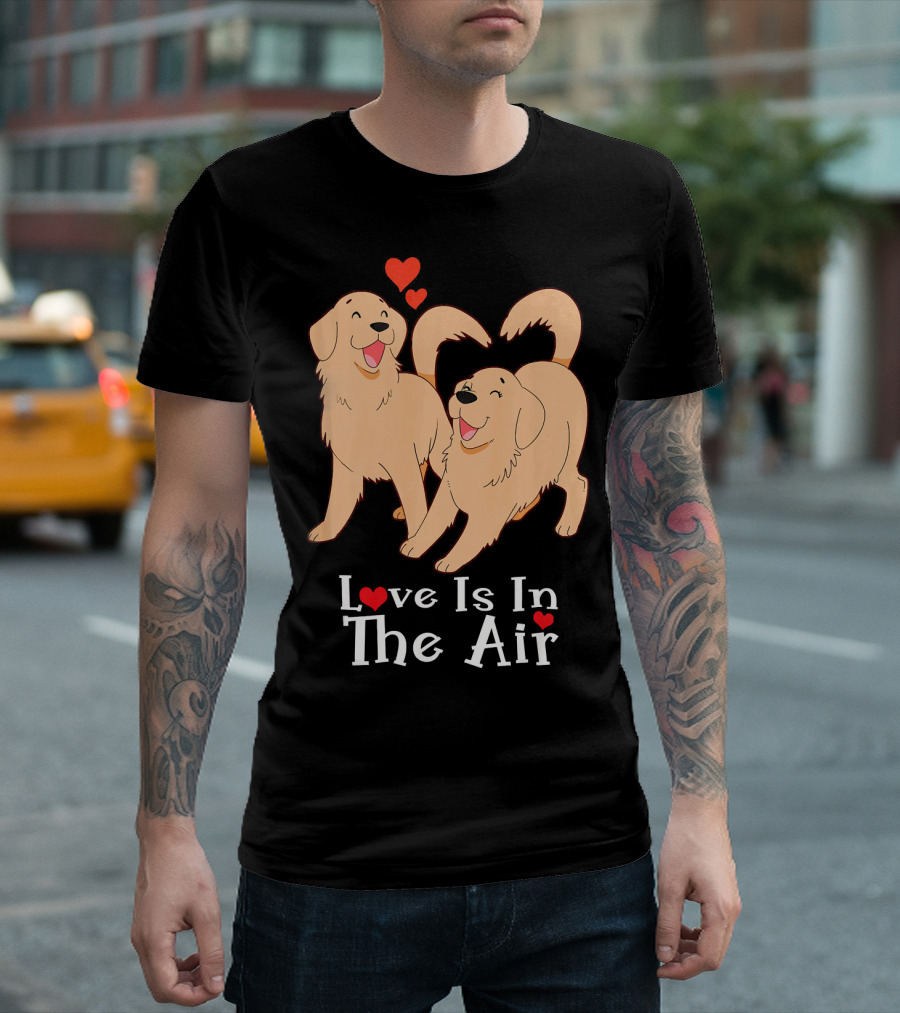 Golden Retriever Love Is In The Air Valentines Day T-Shirt