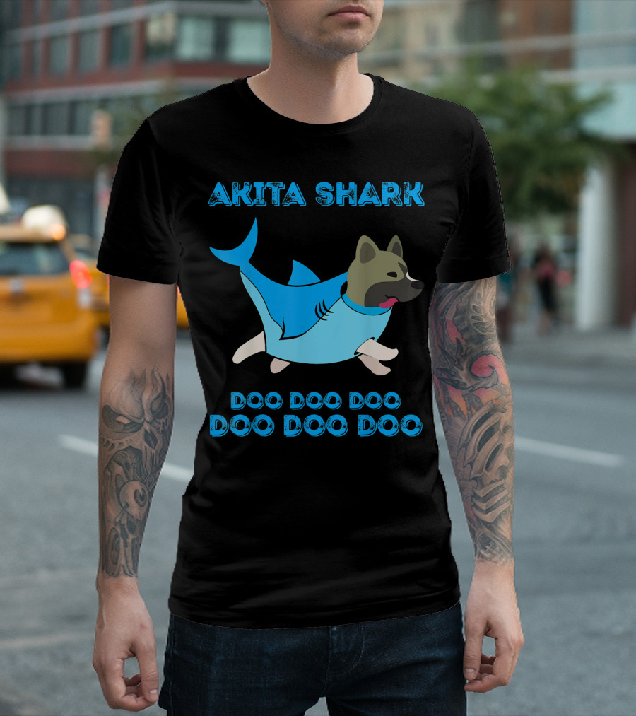 AKITA Shark Doo Doo Doo Doo Doo Doo Dog T-Shirt