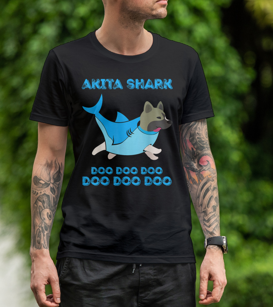 AKITA Shark Doo Doo Doo Doo Doo Doo Dog T-Shirt