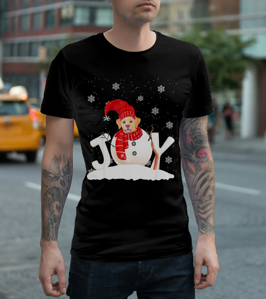 Joyful Snowman Golden Retriever Christmas Fun T-Shirt