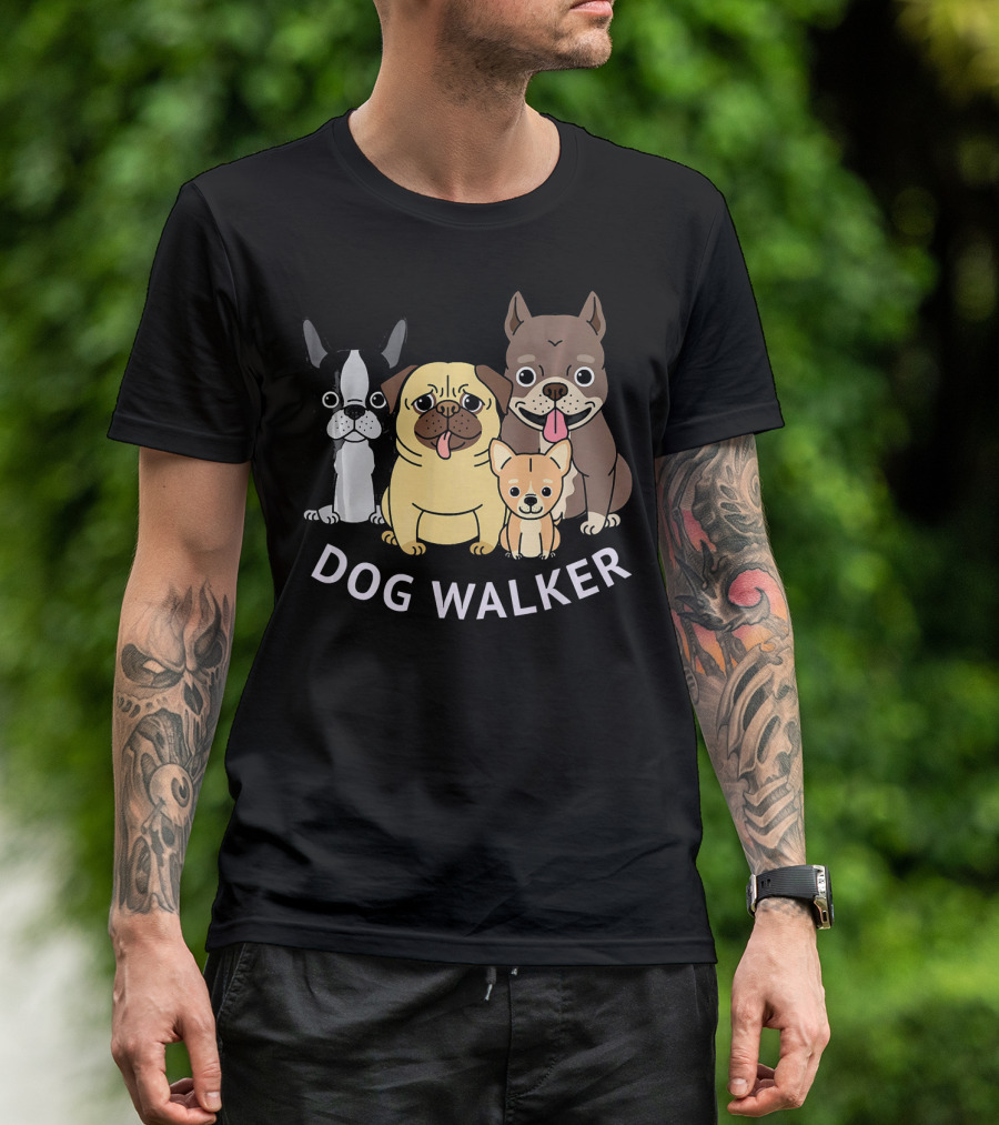 Dog Walker Dog Lover Pit Bull And Other Breeds T-Shirt