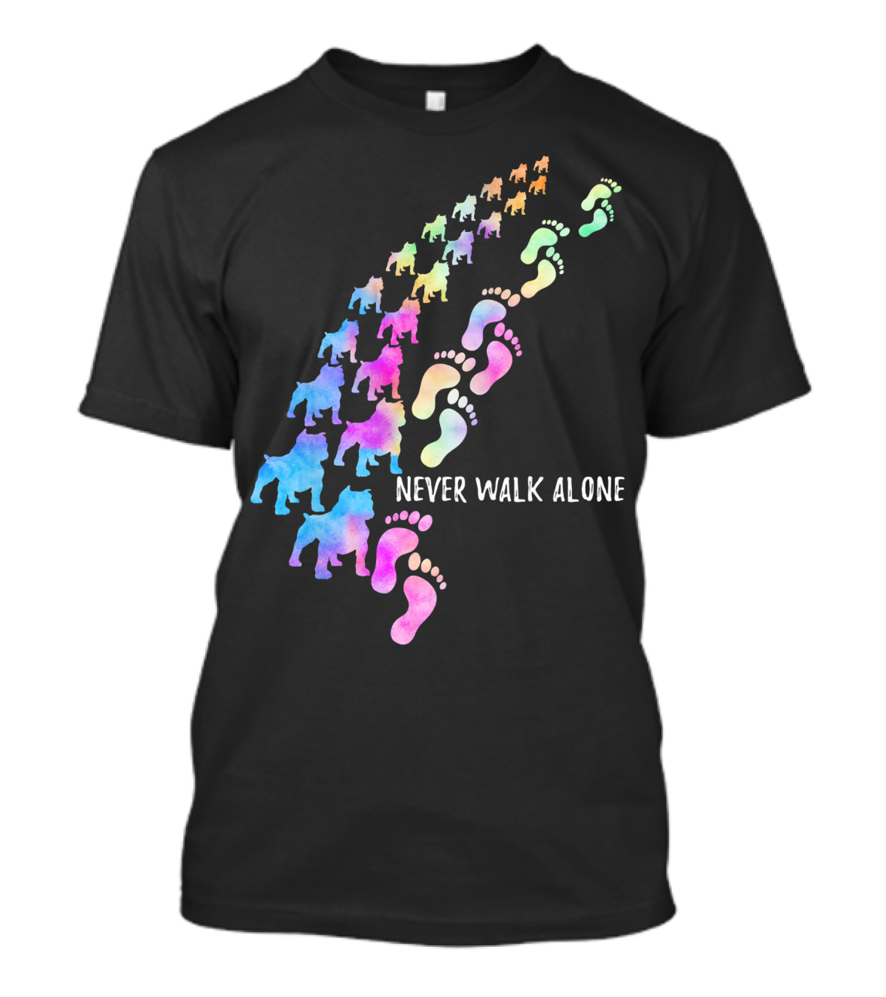 Never Walk Alone Funny Pit Bull Dog Walker Paw T-Shirt