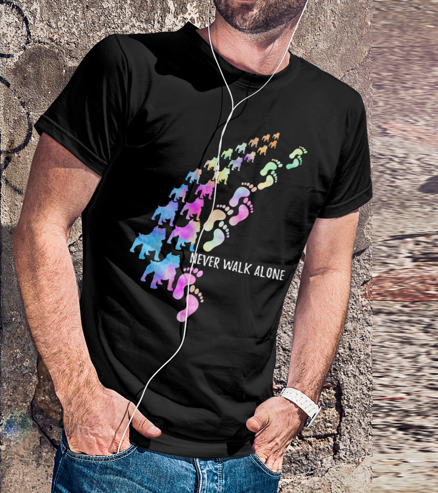 Never Walk Alone Funny Pit Bull Dog Walker Paw T-Shirt