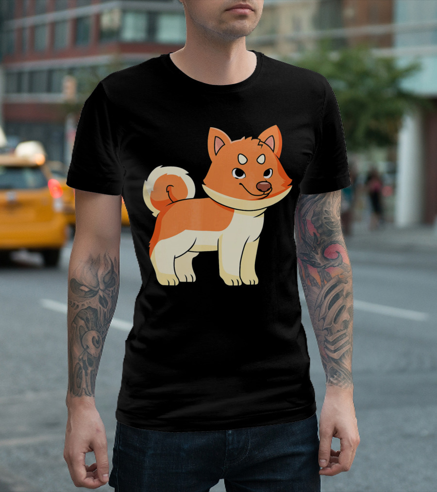 Cute Akita Dog Japanese Puppy Orange Tail T-Shirt