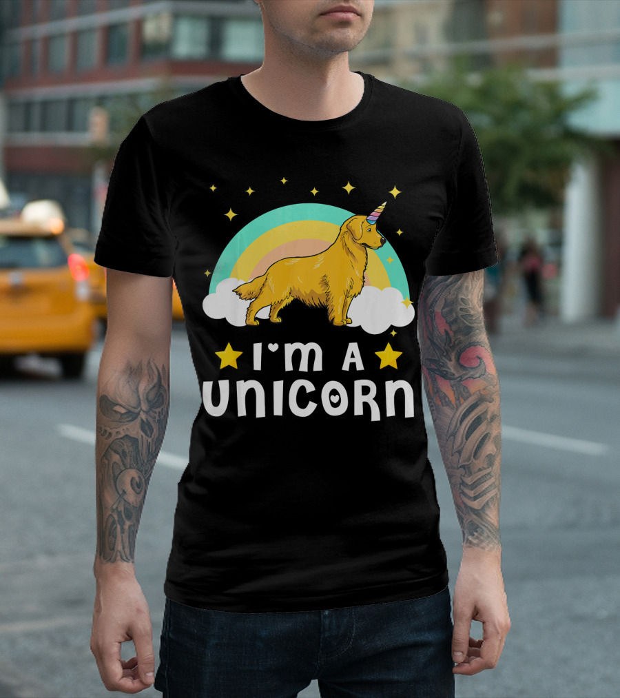 I'm A Unicorn Golden Retriever Rainbow Stars T-Shirt