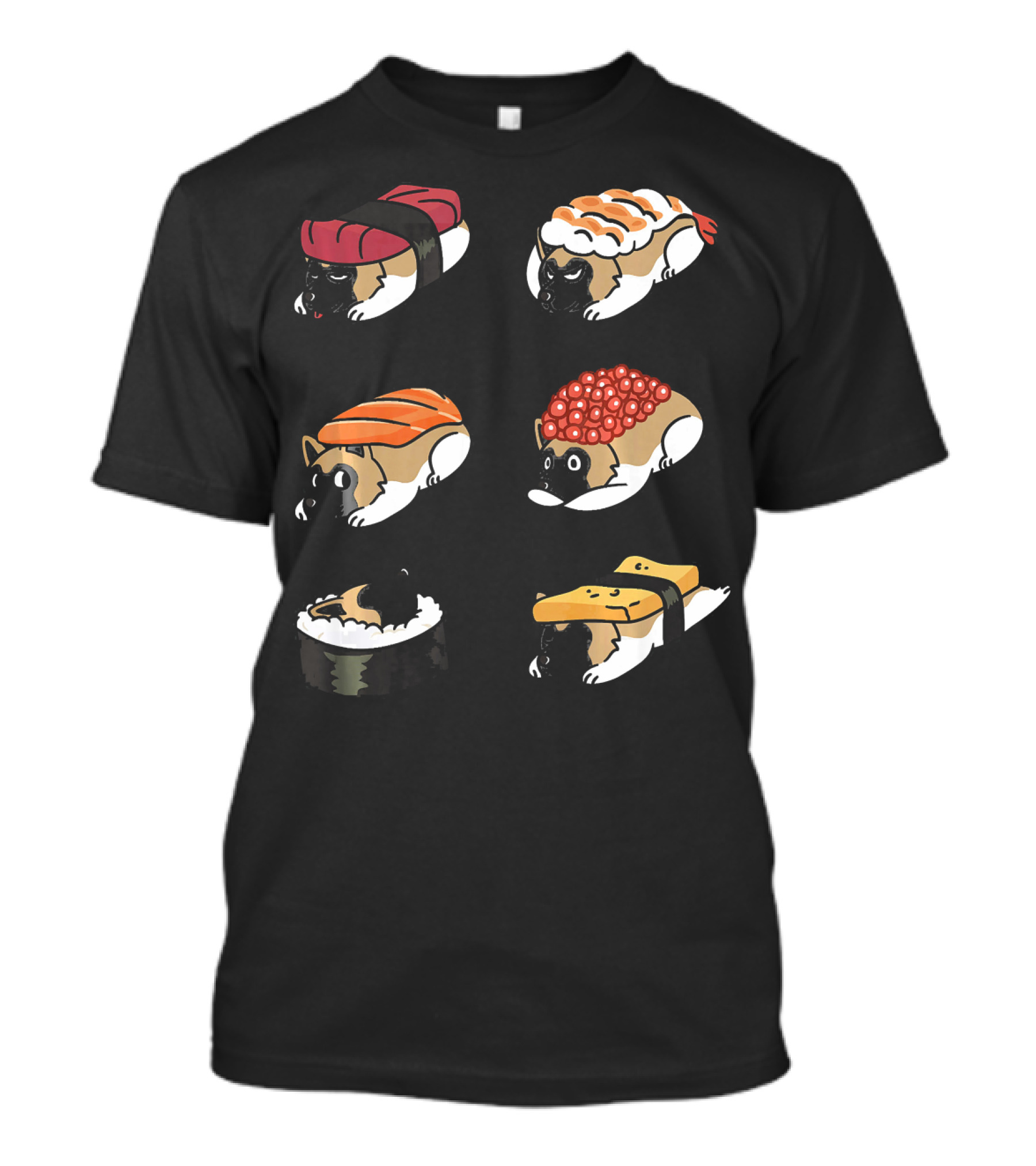 Akita Dog Nigiri Sushi Funny Character T-Shirt