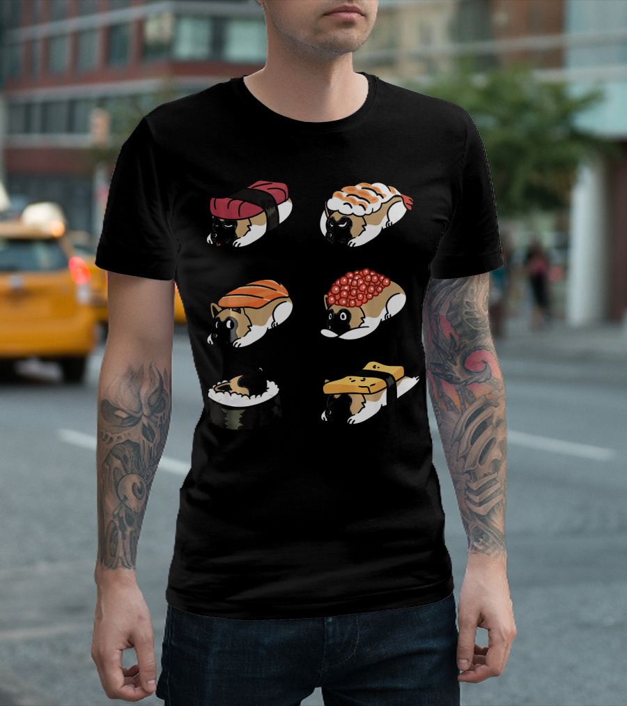Akita Dog Nigiri Sushi Funny Character T-Shirt