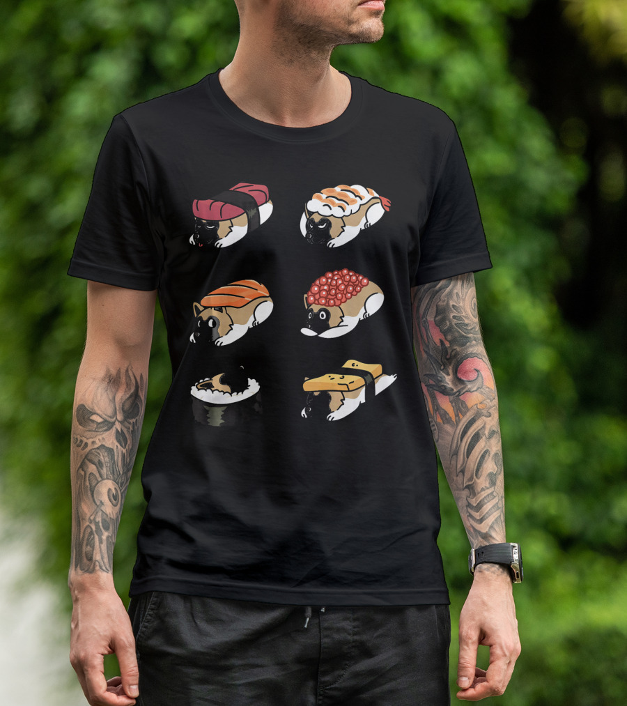 Akita Dog Nigiri Sushi Funny Character T-Shirt