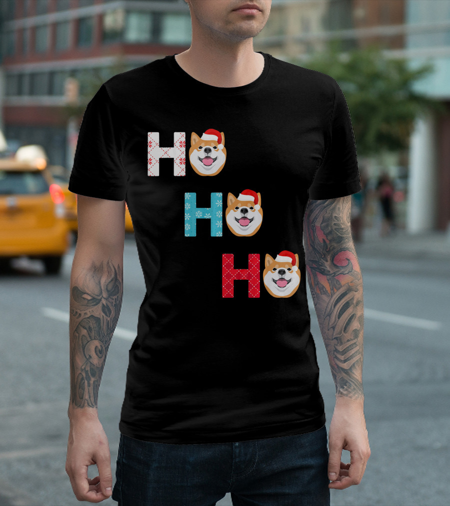 Ho Ho Ho Akita Santa Funny Christmas Dog T-Shirt