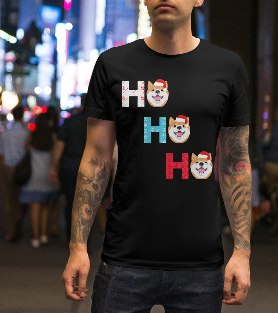 Ho Ho Ho Akita Santa Funny Christmas Dog T-Shirt