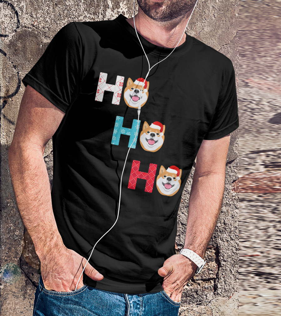 Ho Ho Ho Akita Santa Funny Christmas Dog T-Shirt