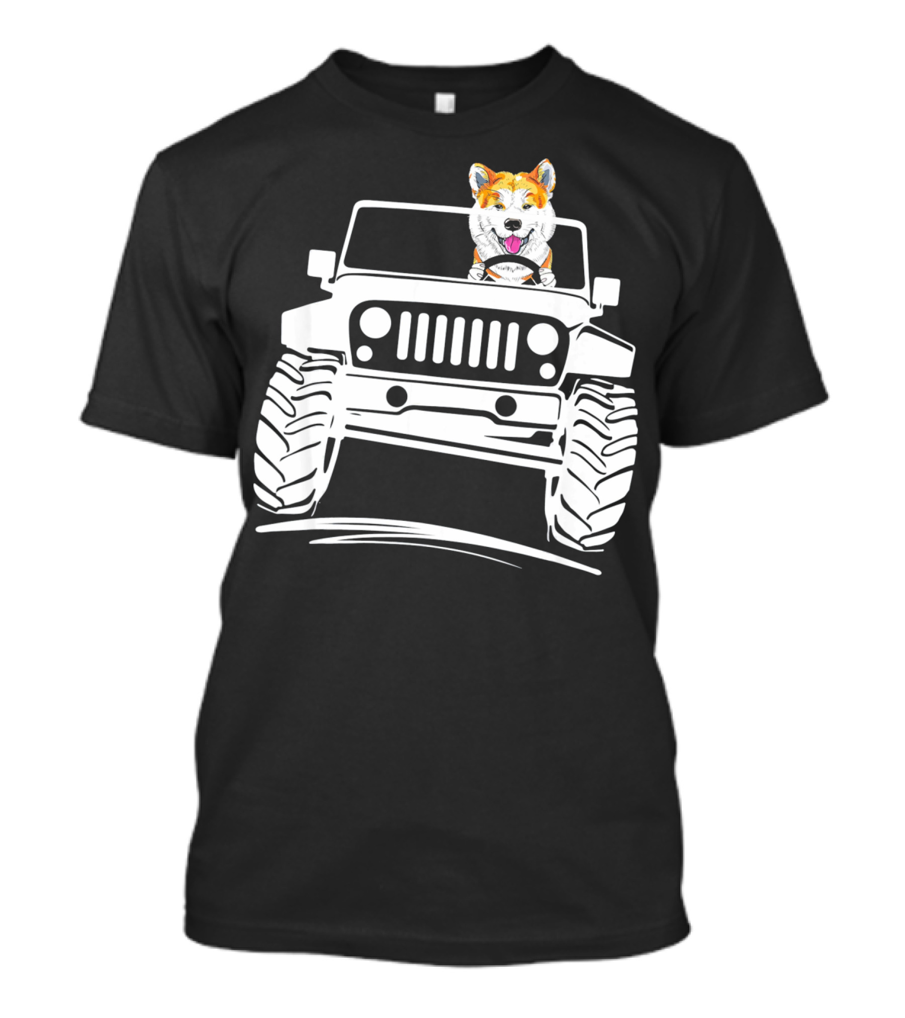 Akita Driving Jeep OffRoad Adventure Dog T-Shirt