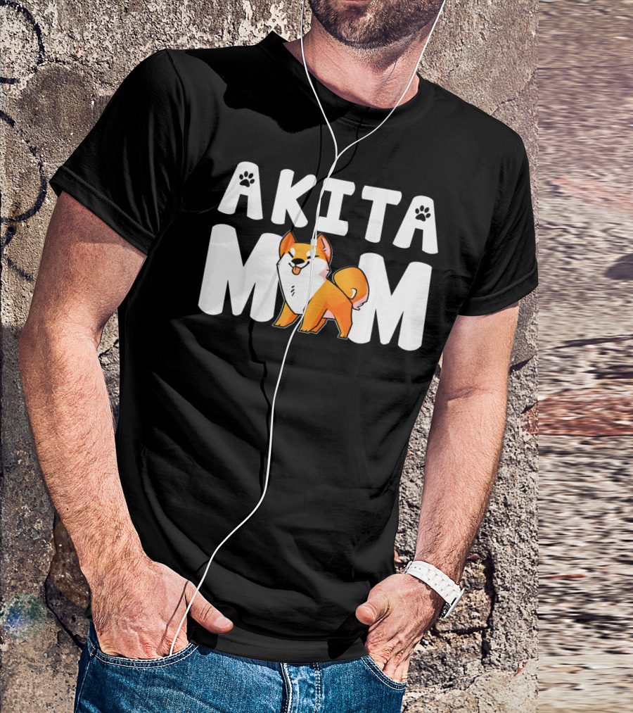 Akita Mom Puppy Pet Lover With Cute Dog T-Shirt