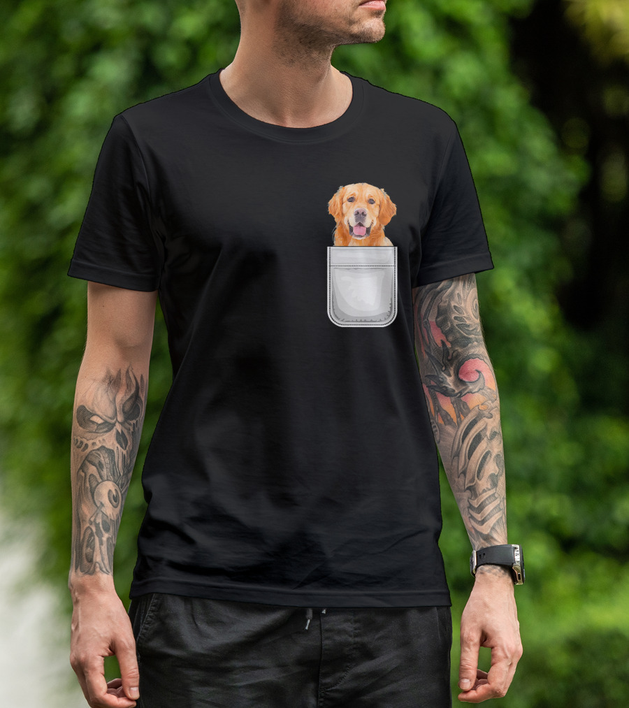 Golden Retriever Puppy Dog In Your Pocket T-Shirt