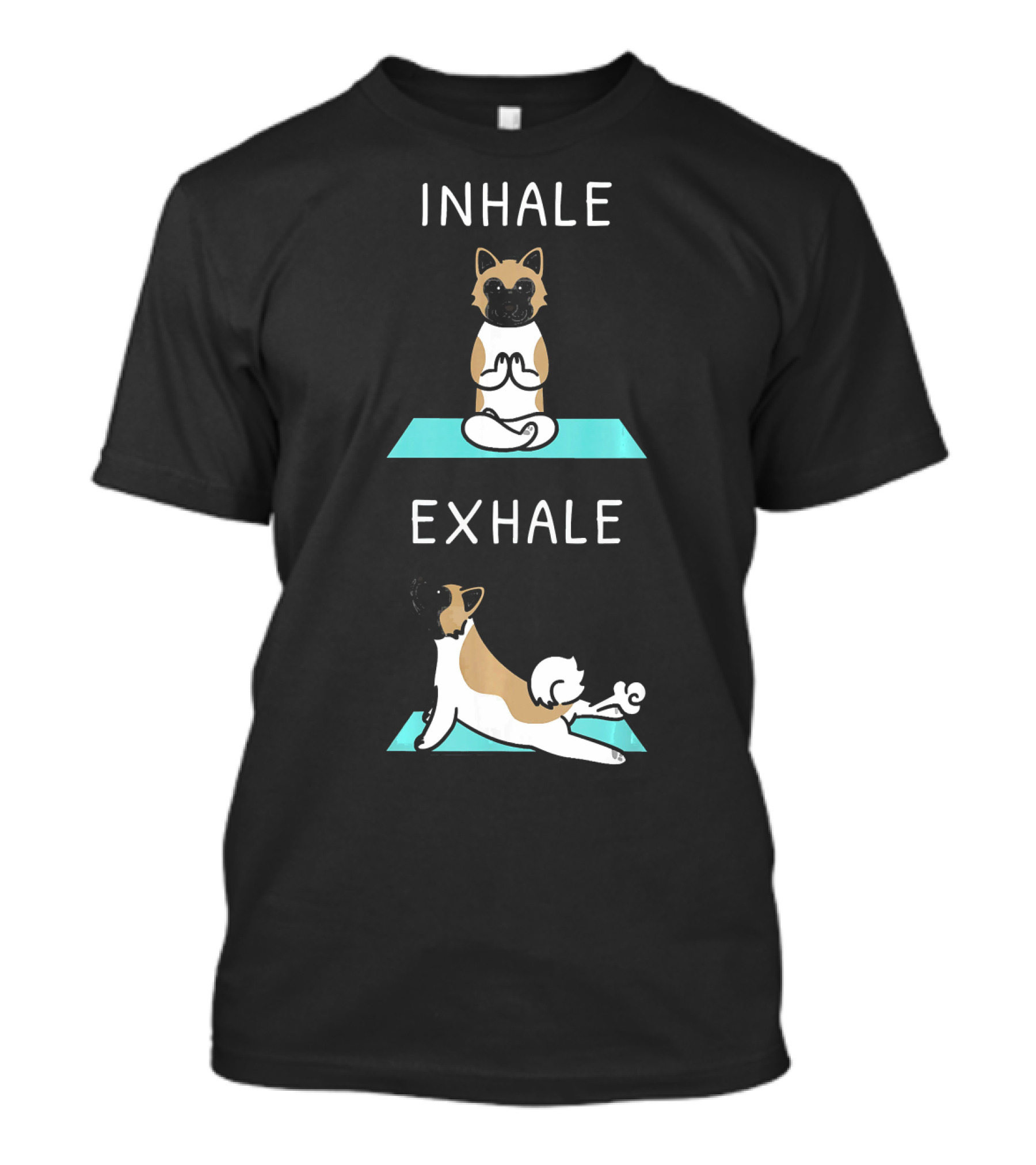 Inhale Exhale Akita Yoga Funny Dog On Mat T-Shirt
