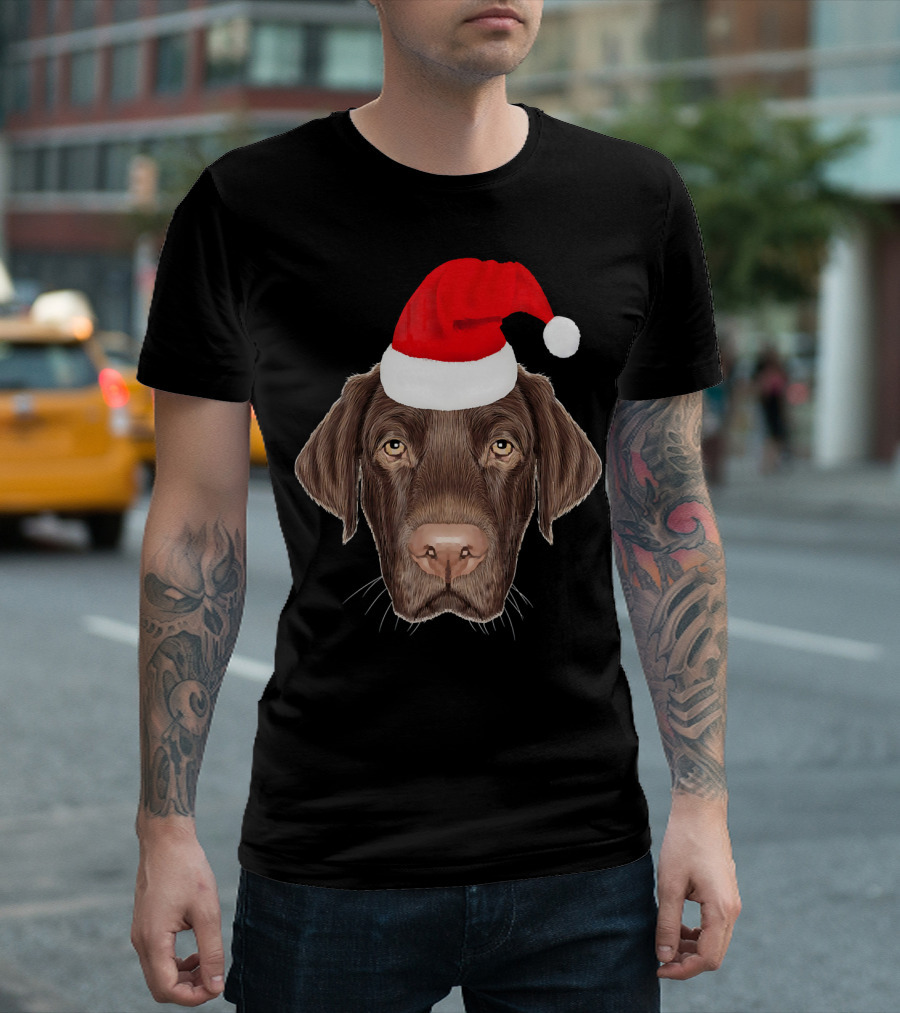 Labrador Retriever Dog Festive Santa Hat Holiday Pup T-Shirt