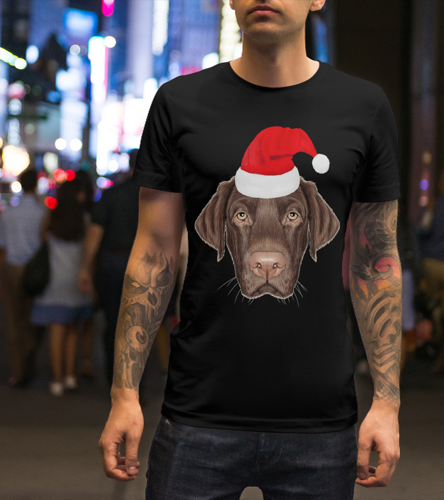 Labrador Retriever Dog Festive Santa Hat Holiday Pup T-Shirt