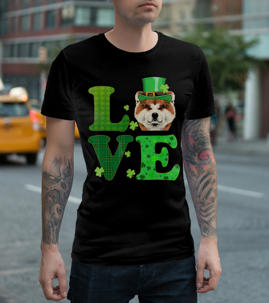 Love Akita Inu Shamrock Hat St. Patrick's Day T-Shirt