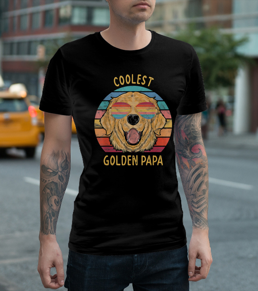 Coolest Mens Golden Retriever Dog Papa T-Shirt