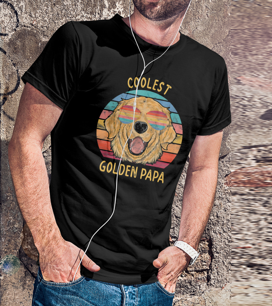 Coolest Mens Golden Retriever Dog Papa T-Shirt