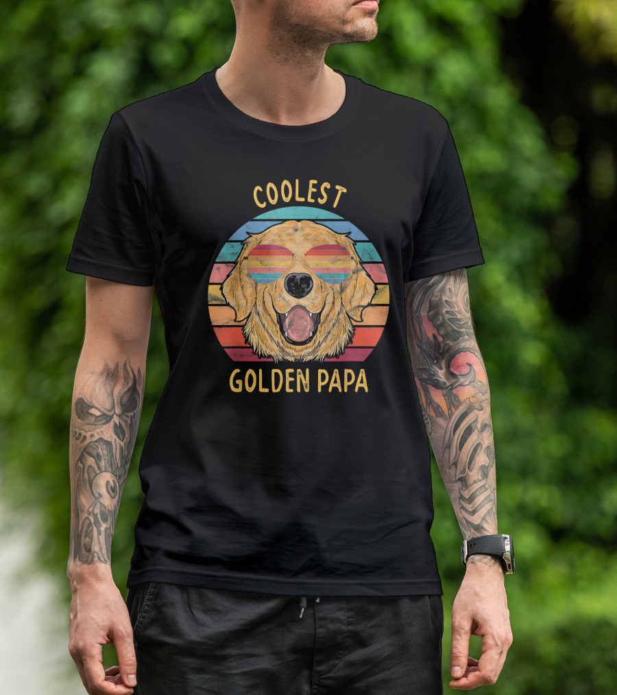 Coolest Mens Golden Retriever Dog Papa T-Shirt