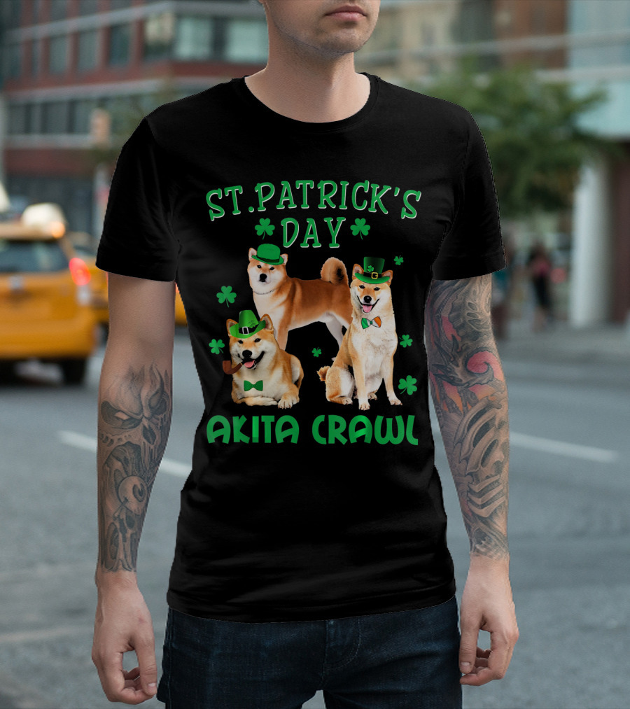 St. Patrick's Day Akita Crawl T-Shirt