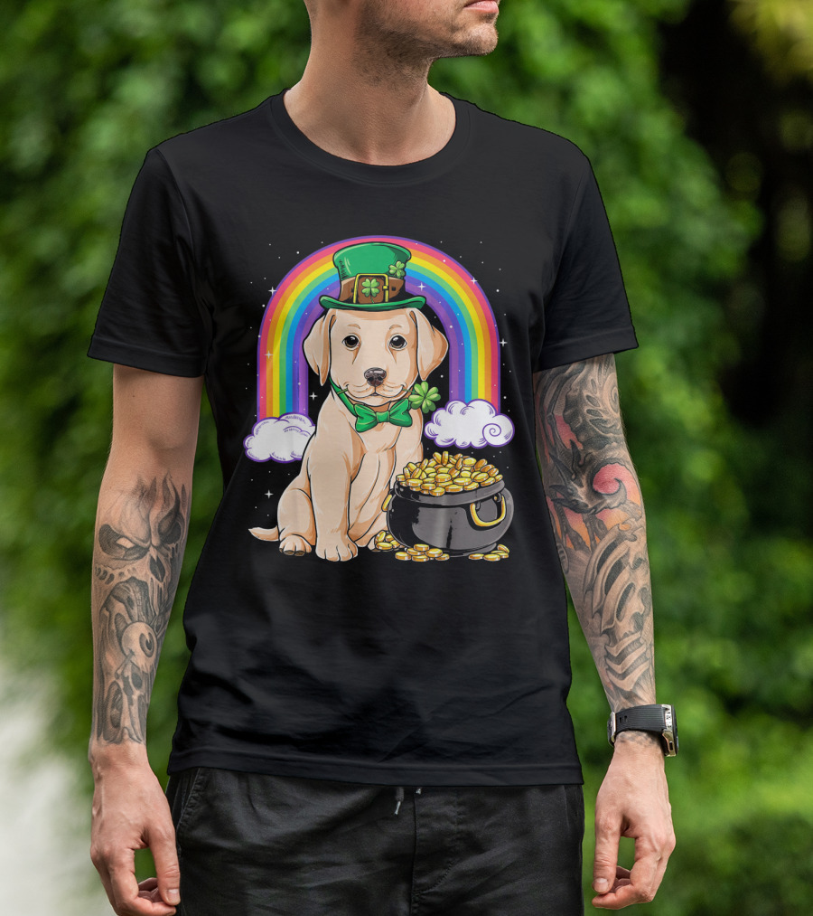 Labrador St. Patrick's Day Rainbow Pot Of Gold T-Shirt