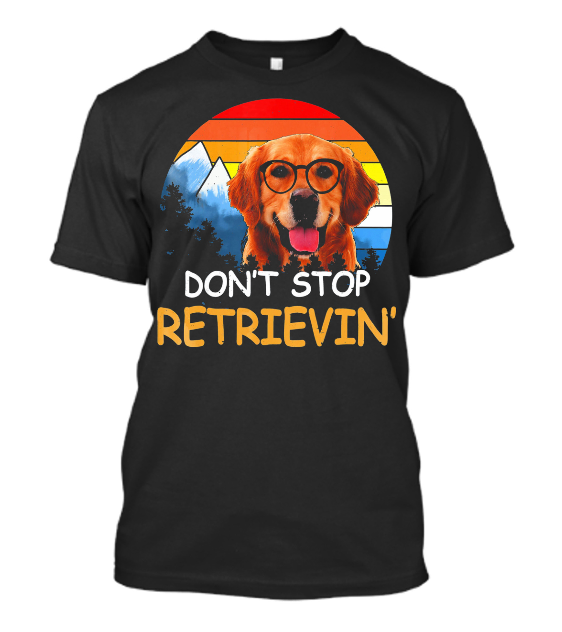 Vintage Golden Retriever Don't Stop Retrievin' 80s Sunset With Sunglasses T-Shirt