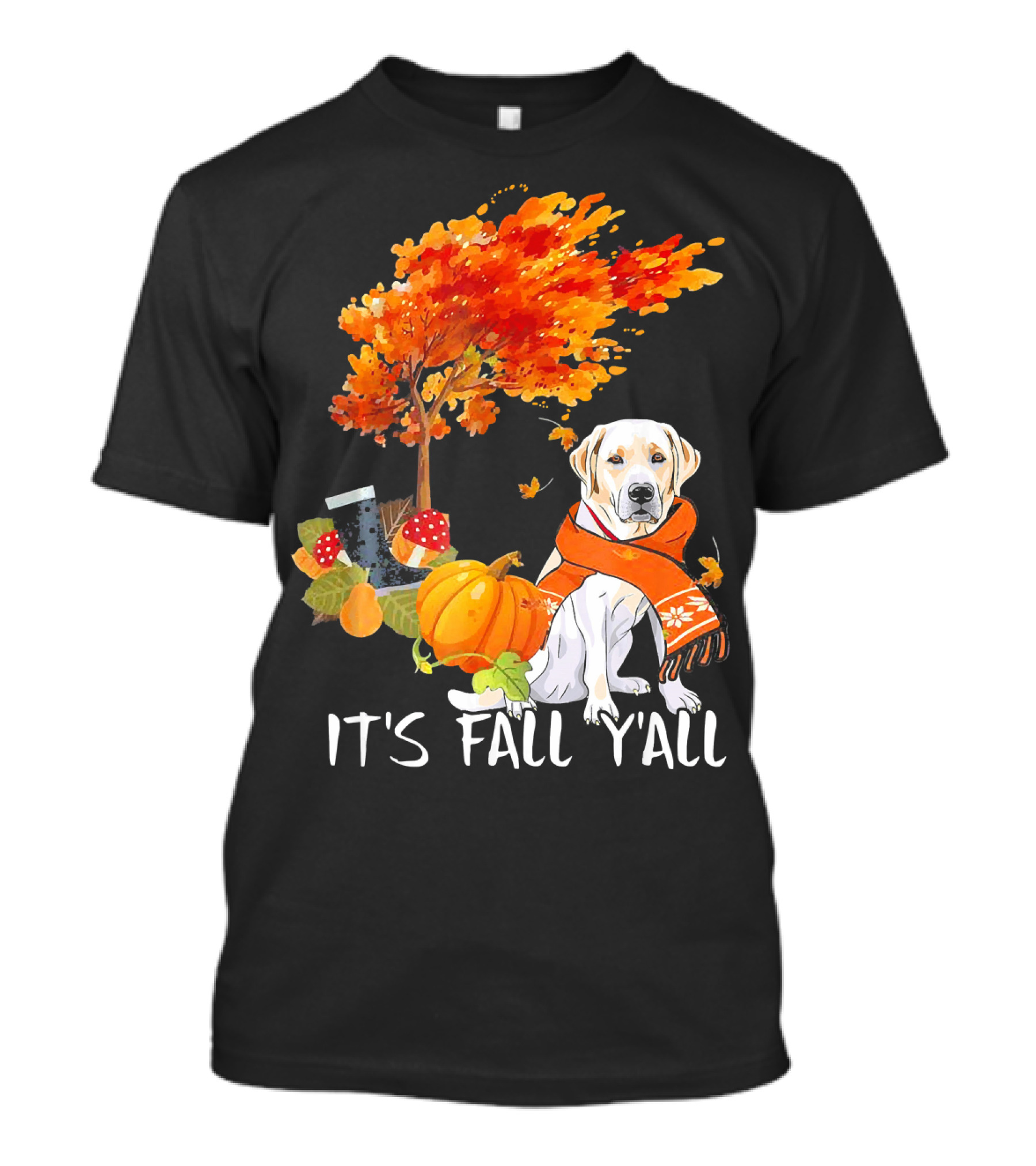 It's Fall Y'all Labrador Retriever Autumn Scene T-Shirt