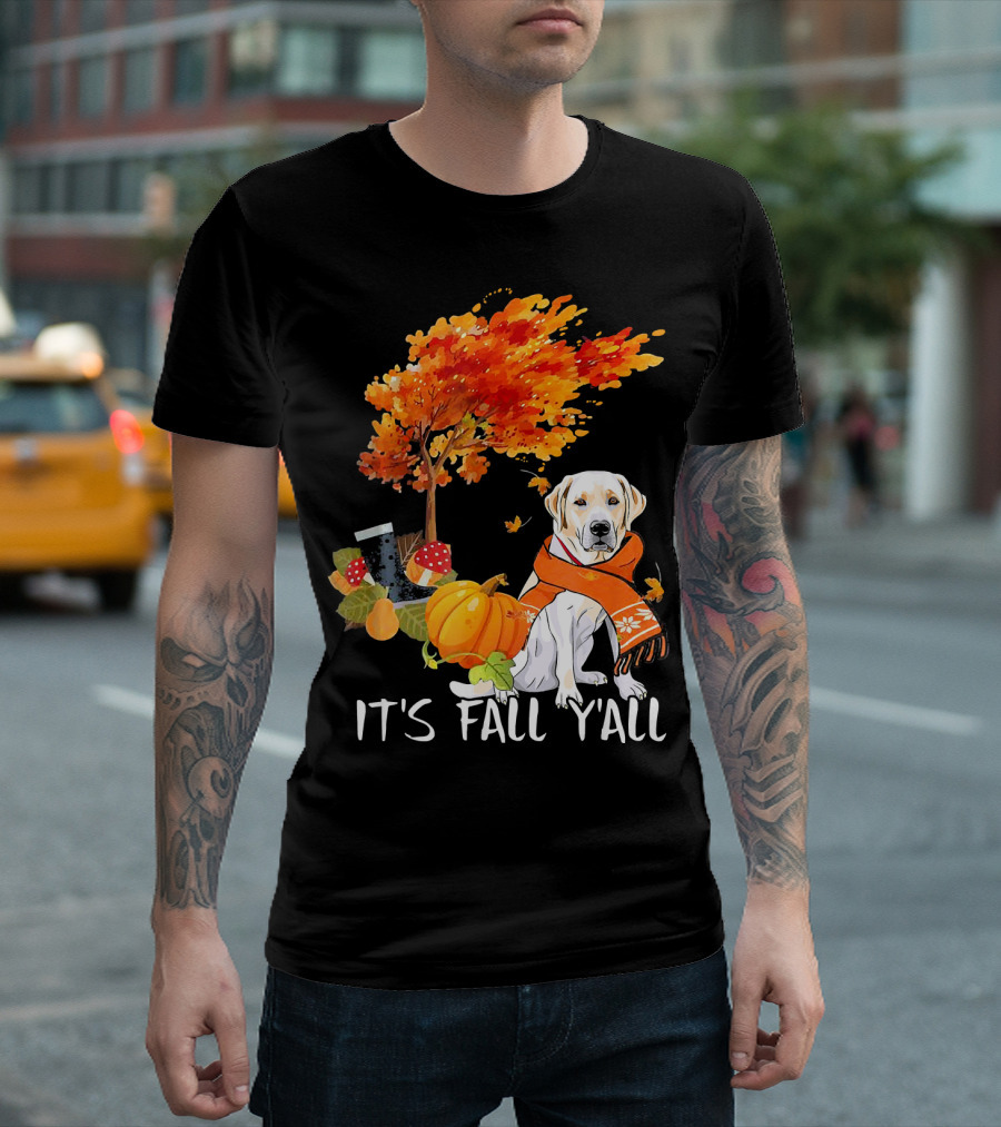 It's Fall Y'all Labrador Retriever Autumn Scene T-Shirt