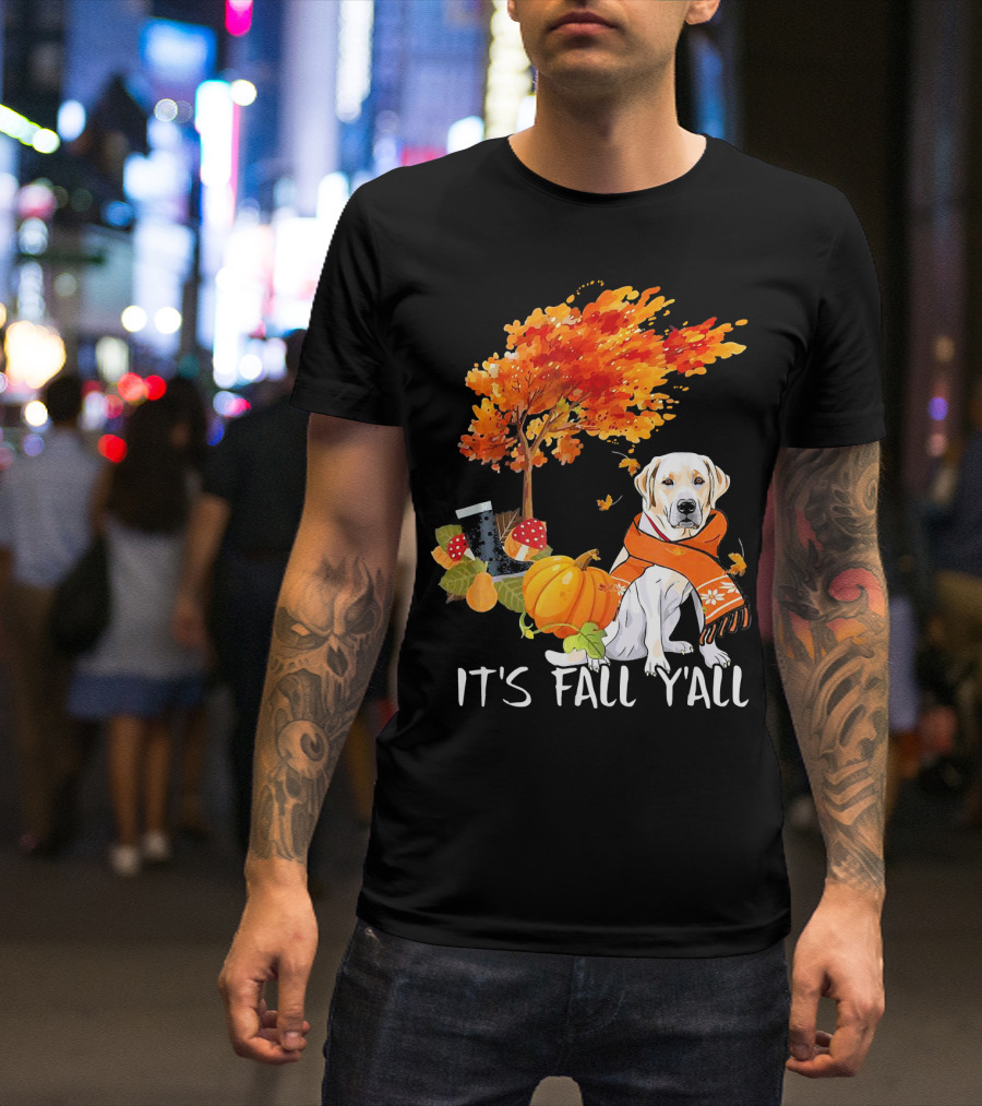 It's Fall Y'all Labrador Retriever Autumn Scene T-Shirt