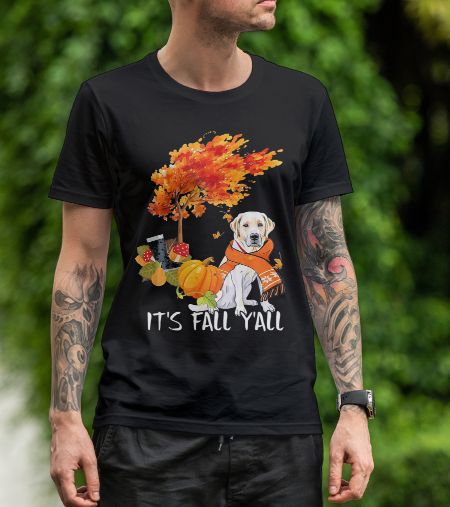 It's Fall Y'all Labrador Retriever Autumn Scene T-Shirt
