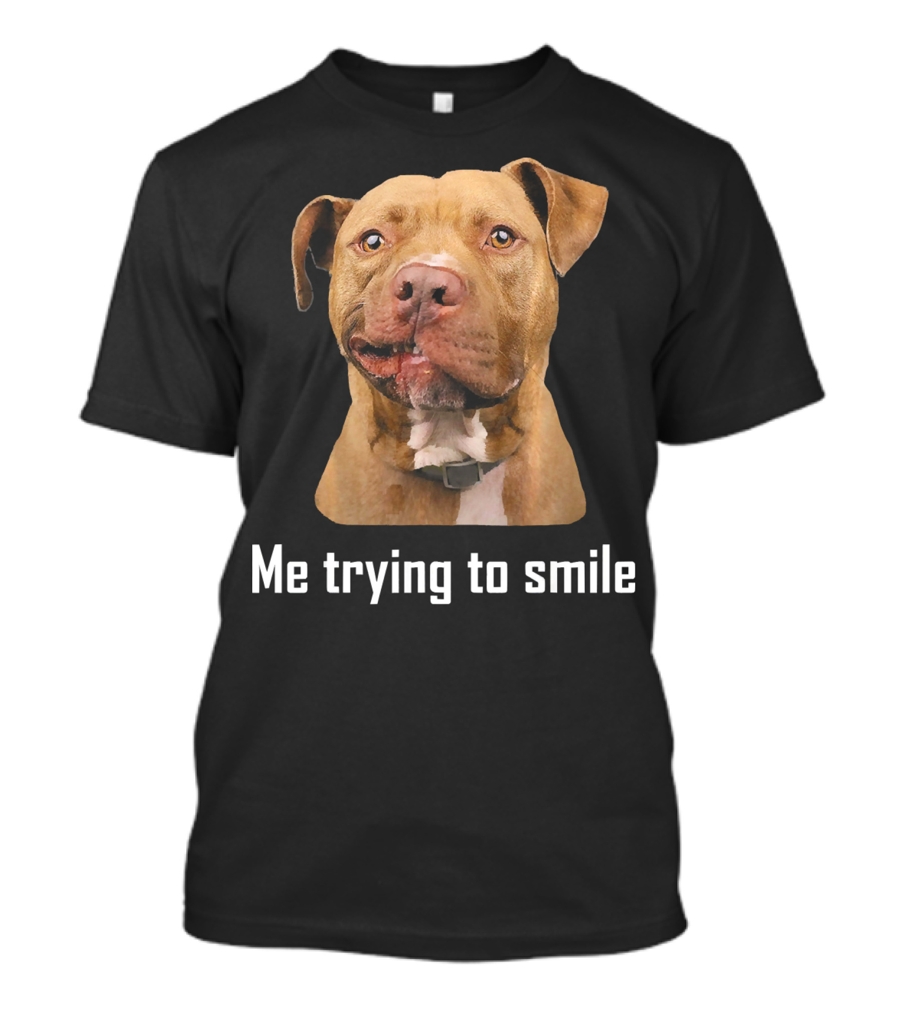 Pit Bull Dog Me Trying To Smile T-Shirt