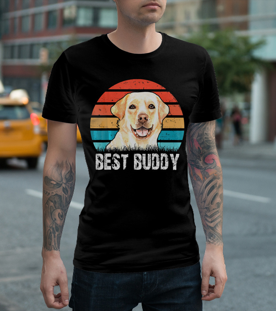 Best Buddy Labrador Retriever Dog Lover Retro Vintage T-Shirt