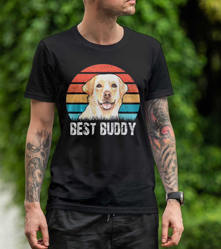 Best Buddy Labrador Retriever Dog Lover Retro Vintage T-Shirt