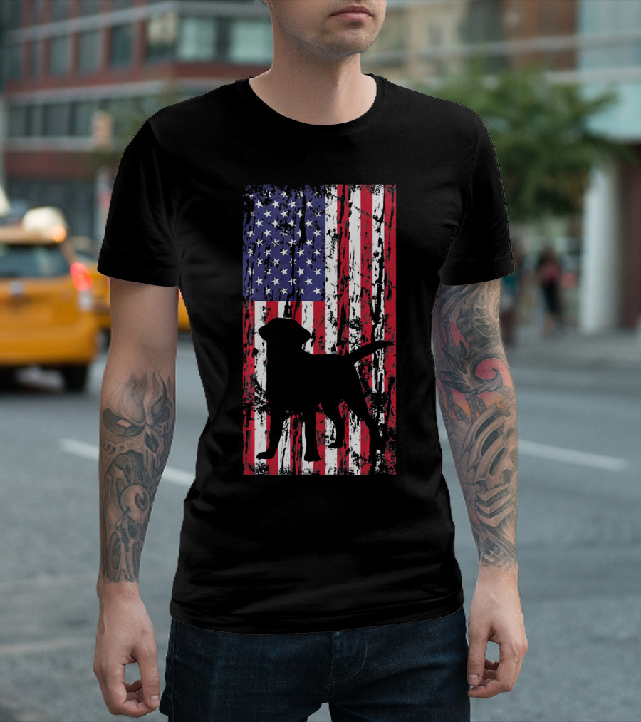 Labzilla Labrador Retriever American Flag T-Shirt
